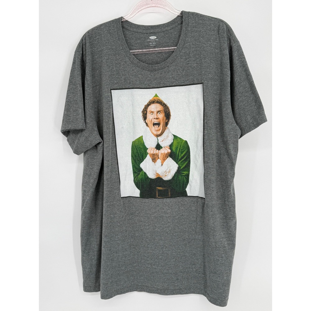 Old Navy Buddy the Elf Graphic T-Shirt Mens Grey Will Ferrell Christmas Sz XXLT